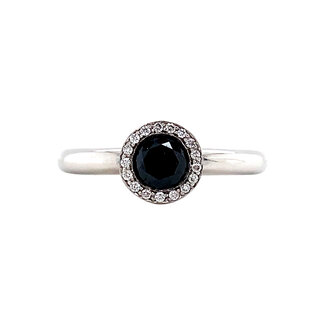 Witgouden entourage ring met diamant 14 karaat
