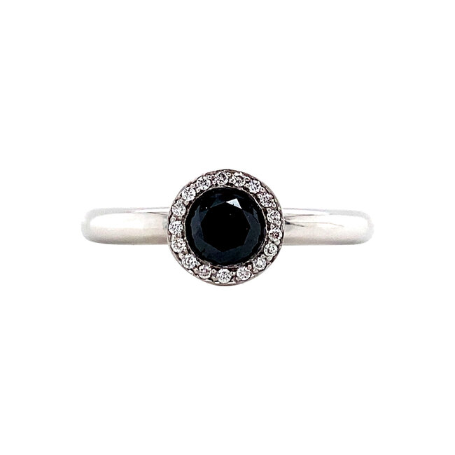 Witgouden entourage ring met diamant 14 karaat