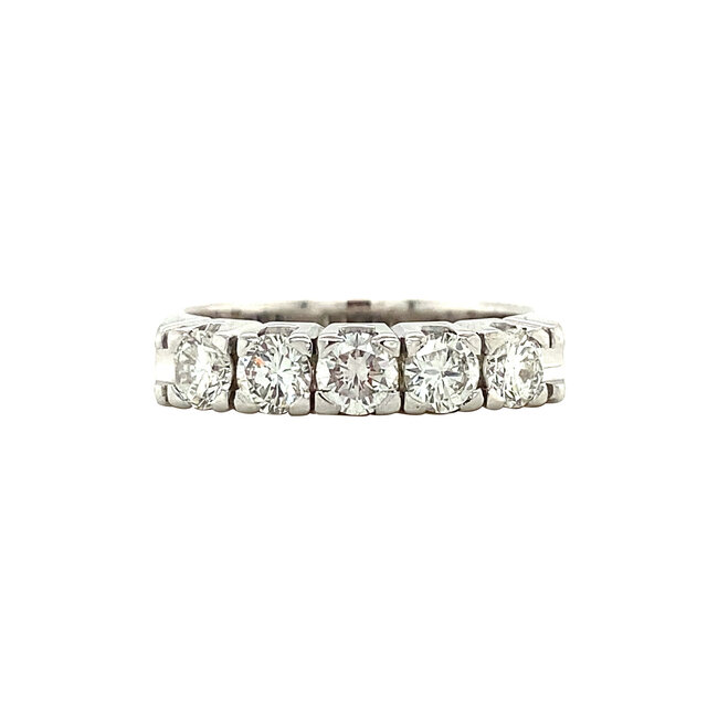 White gold row ring with diamond 18 kt