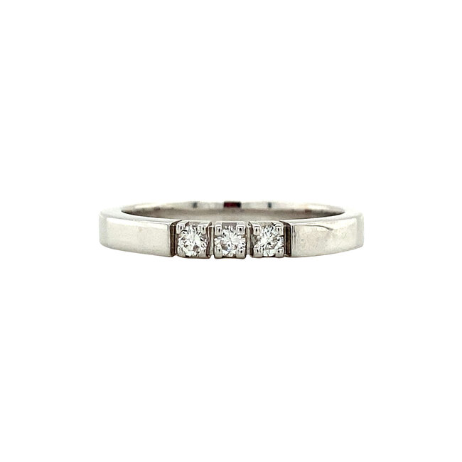 Witgouden memoire ring met diamant 14 krt* nieuw
