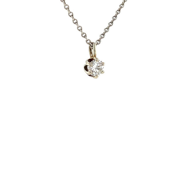 White gold solitaire pendant with diamond 14 kt
