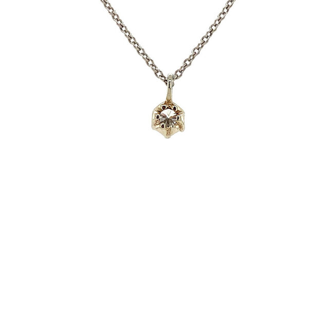 Witgouden solitair hanger met diamant 14 krt