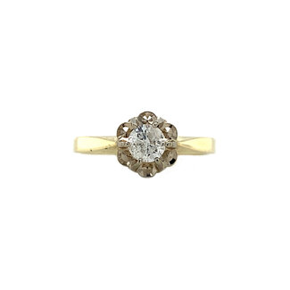 Bicolour gouden solitair ring met diamant 14 krt