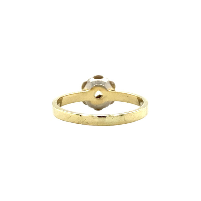 Bicolour golden solitaire ring with diamond 14 kt