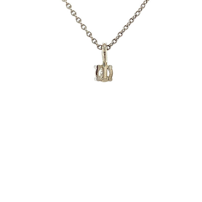Witgouden solitair hanger met diamant 14 krt