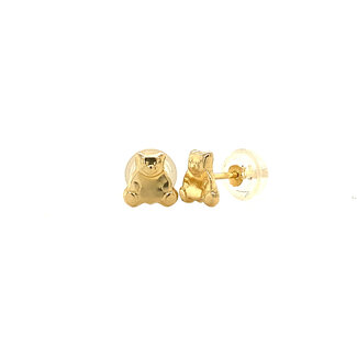 Gold children's little bear stud earrings 14 kt* new