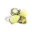 White gold ring with green color stone and diamond 18 crt
