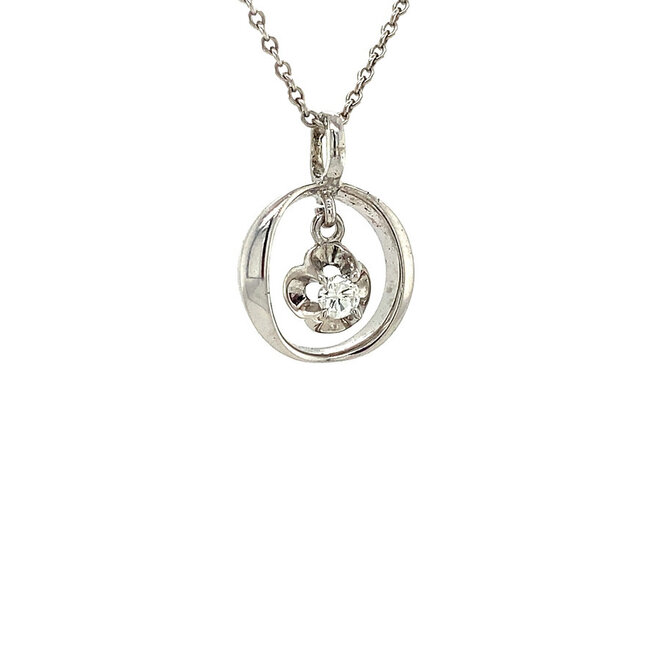 White gold pendant with diamond 14 kt