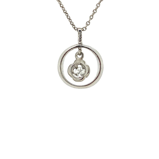 White gold pendant with diamond 14 kt