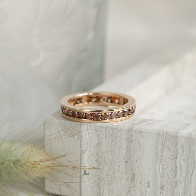 Rose gold alliance Bigli ring with diamond 18 kt
