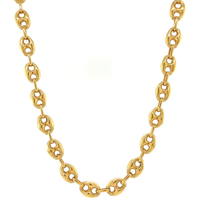 Gold coffee bean necklace 60 cm 14 kt