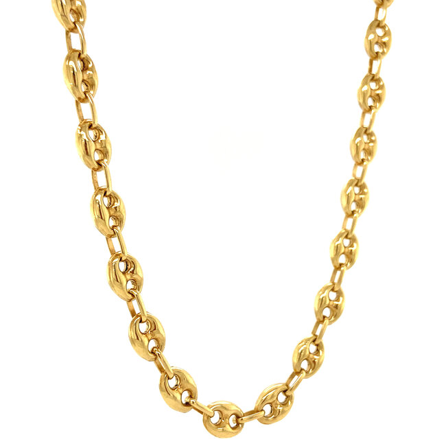 Gouden collier koffiebonen 60 cm 14 krt