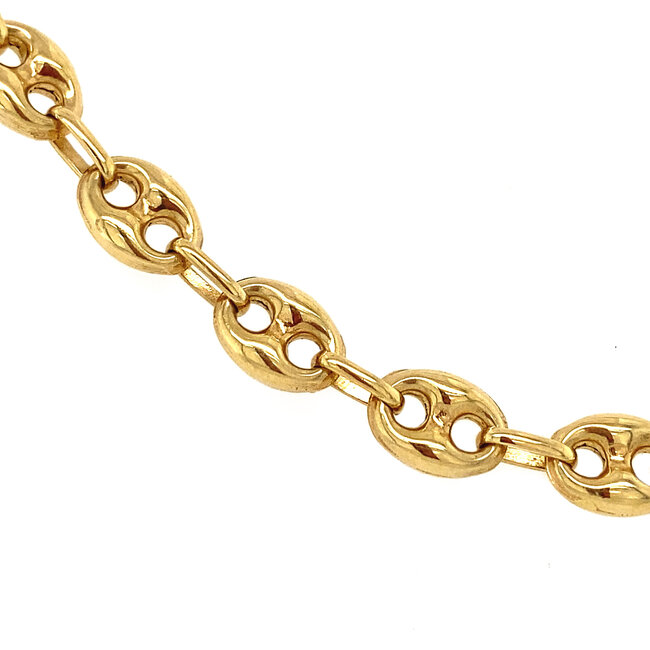 Gouden collier koffiebonen 60 cm 14 krt