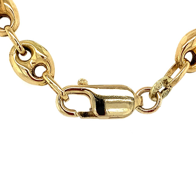 Gouden collier koffiebonen 60 cm 14 krt