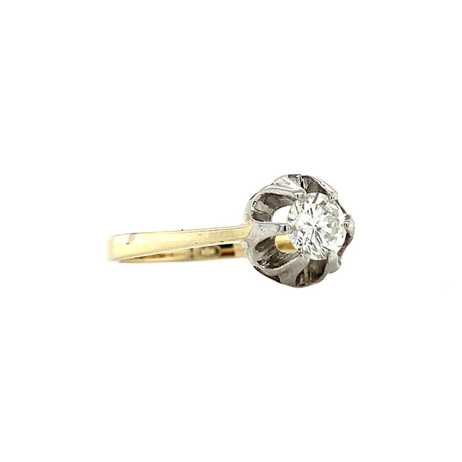 Gold solitaire ring with diamond 14 kt