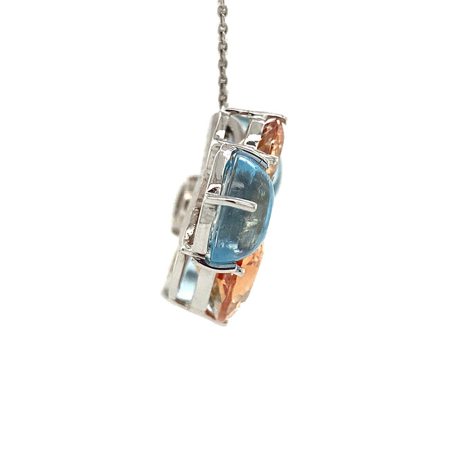 White gold pendant with diamond and colored glass 18 kt