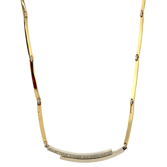 Goldenes Choker mit Diamant 42 cm 14 kt