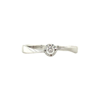 White gold solitaire ring with diamond 14 kt