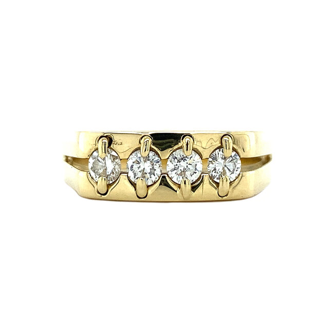 Gouden heren ring met diamant 14 krt