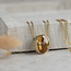Gold necklace with citrine and diamond pendant 18 kt