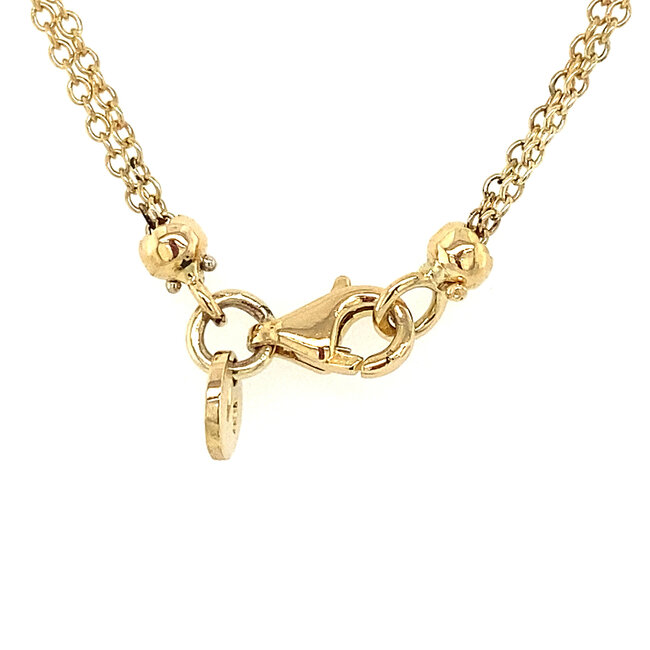 Gouden collier met citrien en diamant hanger 18 karaat