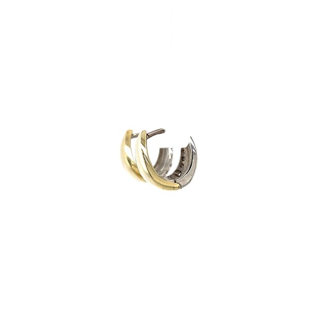 Bicolour gold hoop earrings with zirconia 14 kt