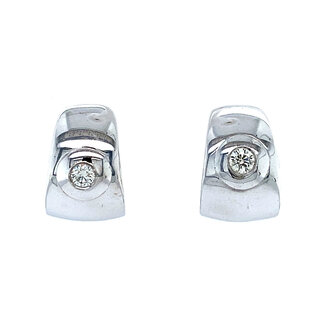 White gold ear studs with diamond 18 kt