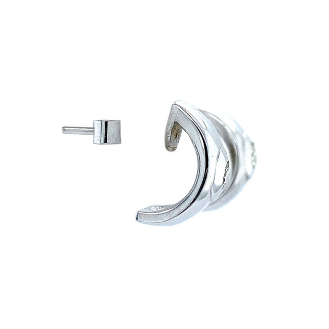 White gold stud earrings with diamond 18 kt