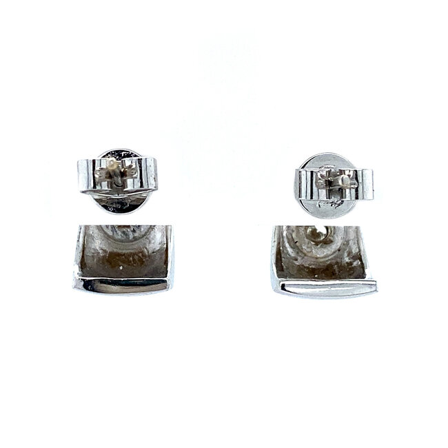 White gold stud earrings with diamond 18 kt