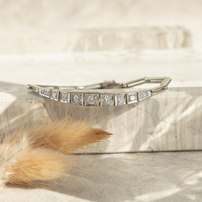 Witgouden armband met diamant 14 karaat