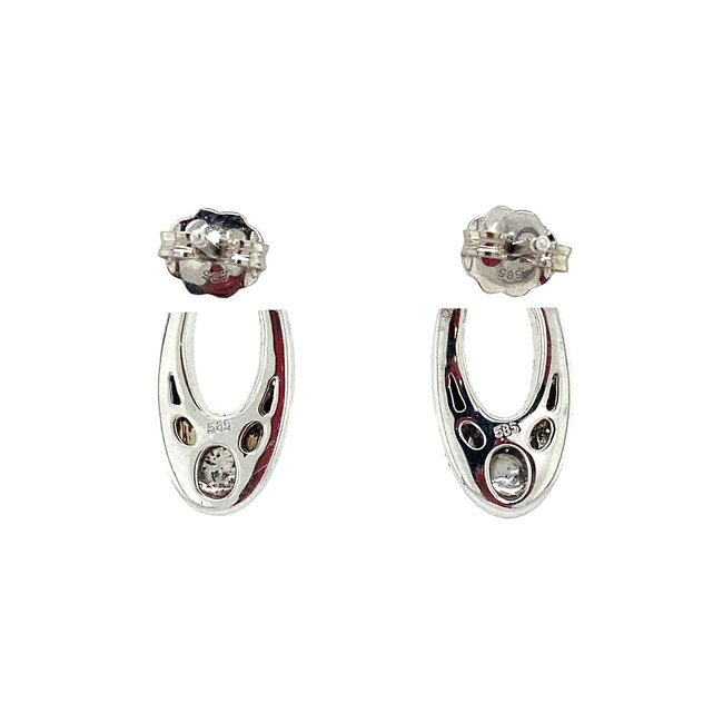 White gold stud earrings with diamond 14 kt* new