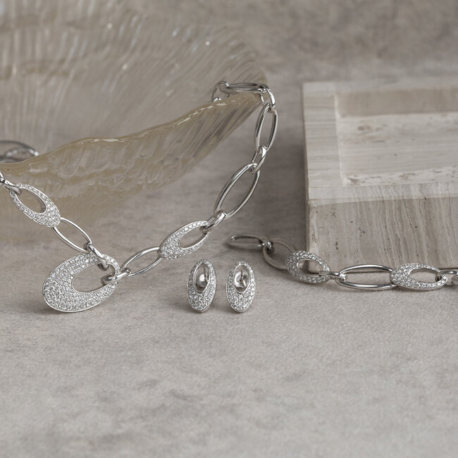 Witgouden oorstekers met diamant 14 krt* nieuw