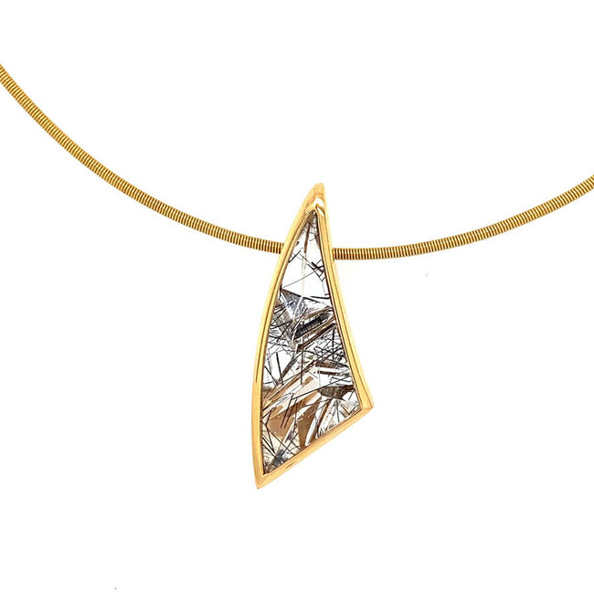 Rosegouden hanger met toermalijn quartz 18 krt* nieuw