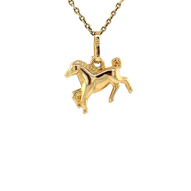 Golden horse pendant 14 kt