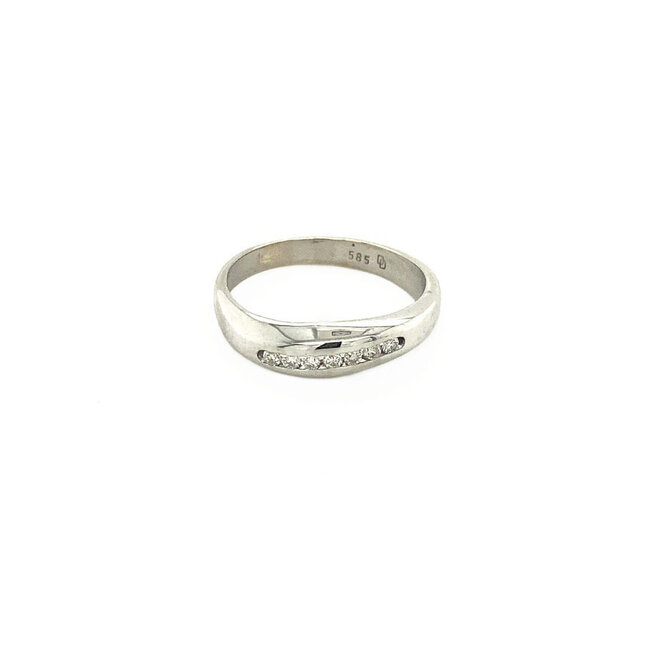 Witgouden ring met diamant 14 krt