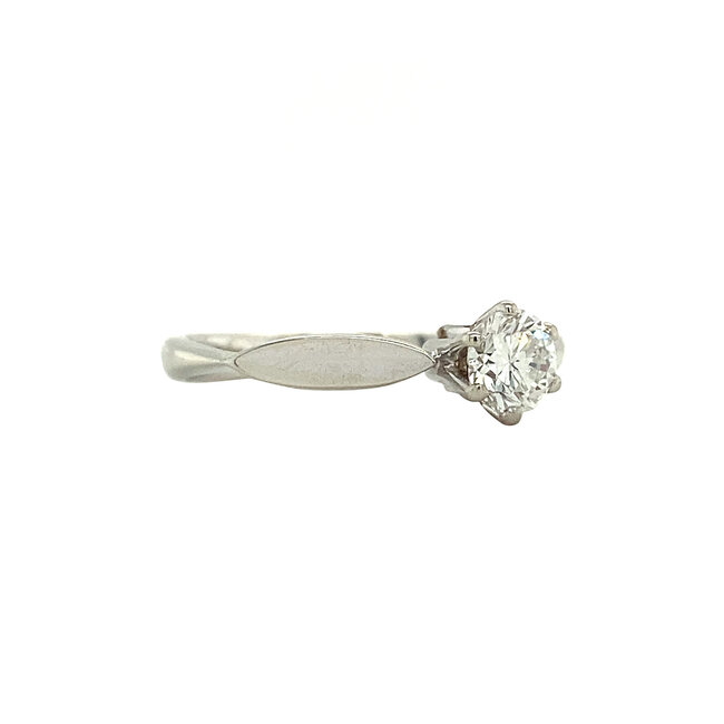 Witgouden solitair ring met diamant 14 krt