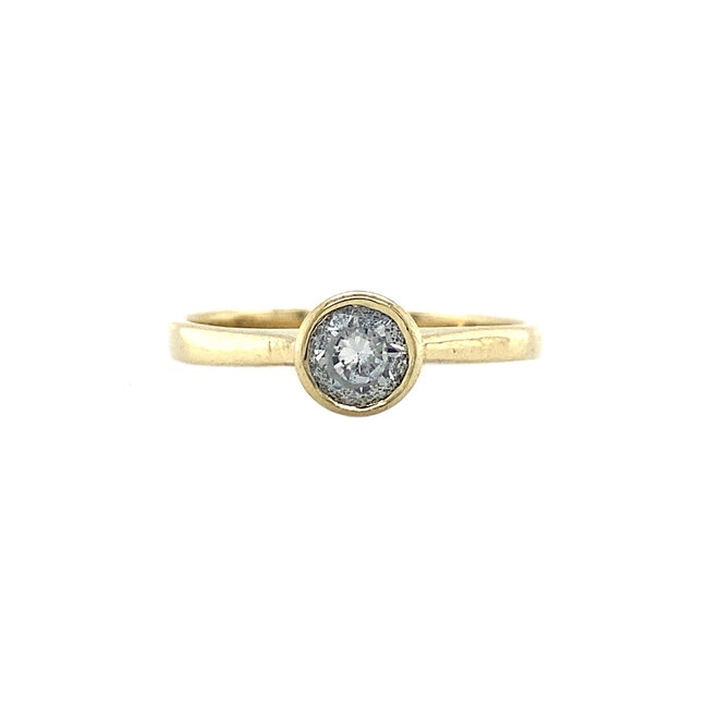 Gouden solitair ring met zirkonia 14 krt