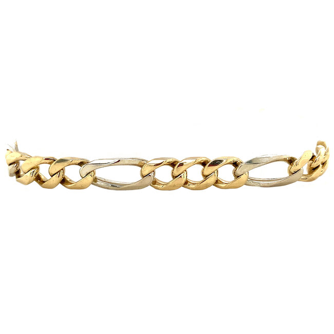 Gold Figaro bracelet 23 cm 14 kt