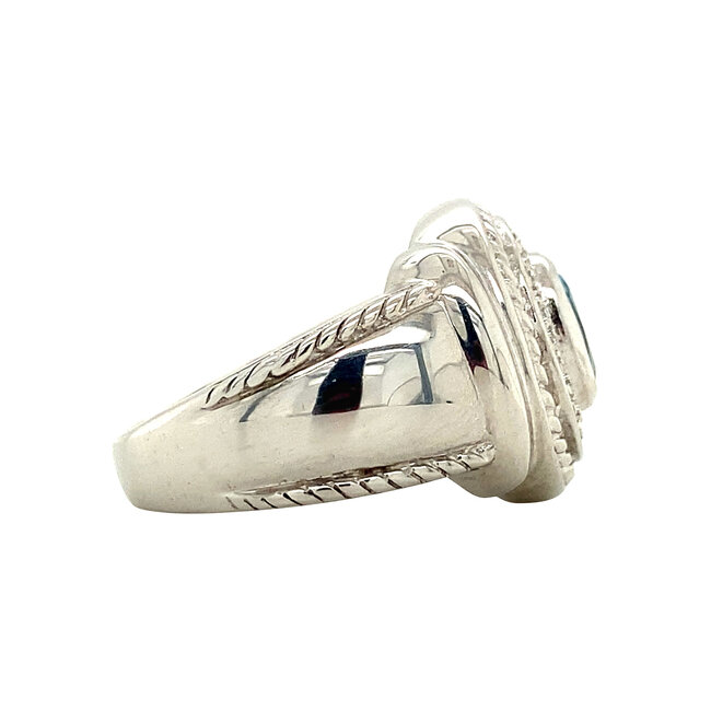 White gold ring with topaz and diamond 14 kt