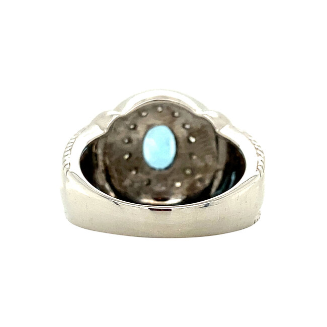 White gold ring with topaz and diamond 14 kt