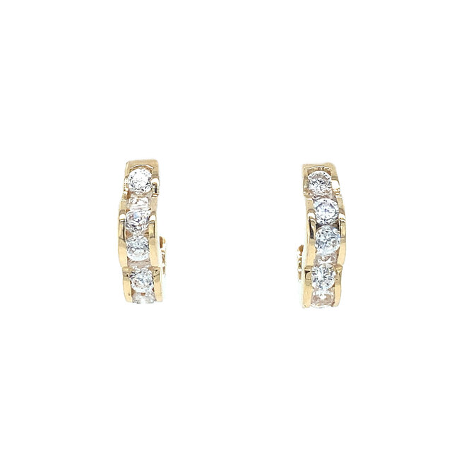 Gold stud earrings with zirconia 14 kt