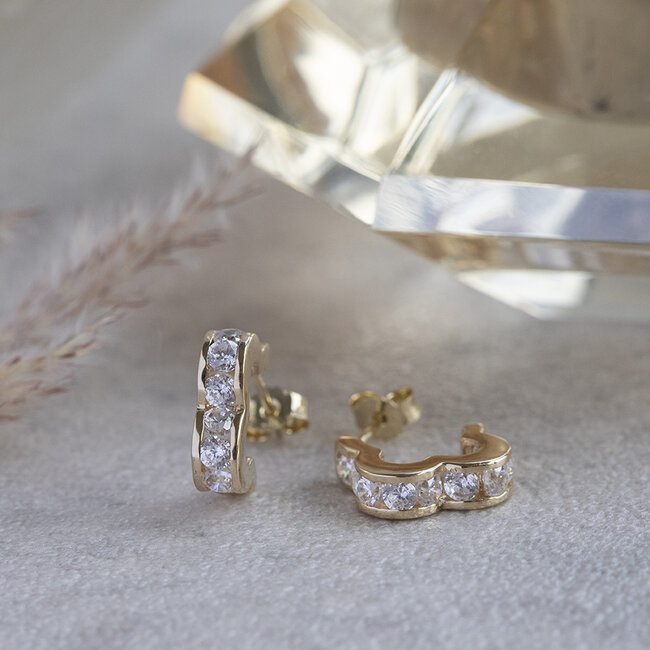Goldene Ohrstecker mit Zirkonia 14 kt