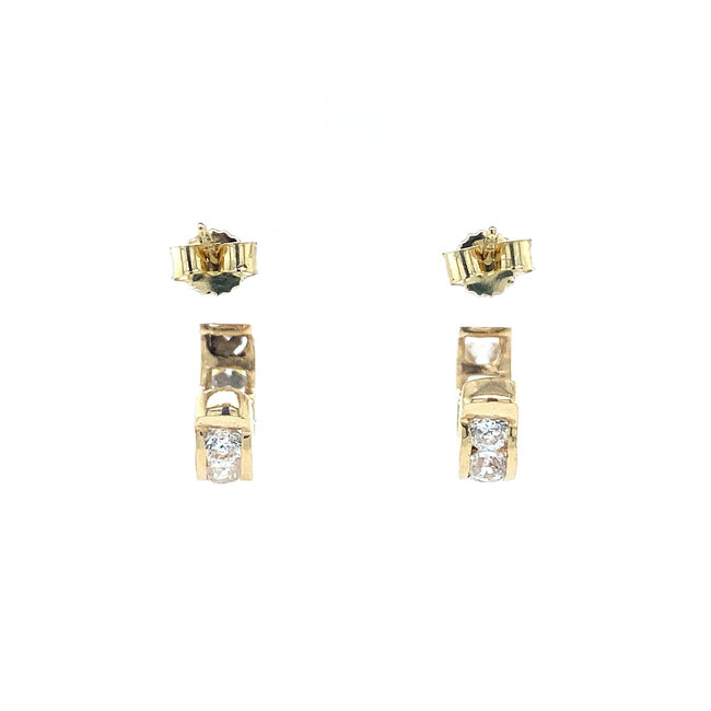 Gold stud earrings with zirconia 14 kt
