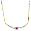 Gouden choker met diamant en robijn 41 cm 18 krt