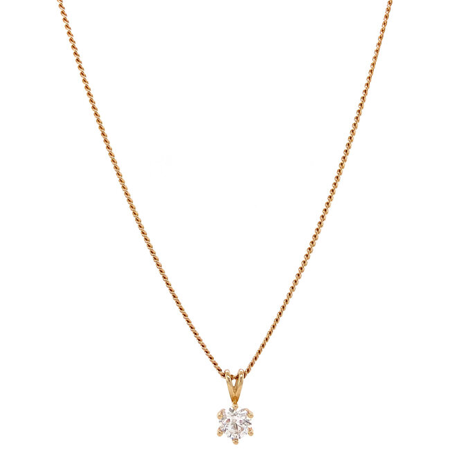 Gouden collier met diamant hanger 14 krt