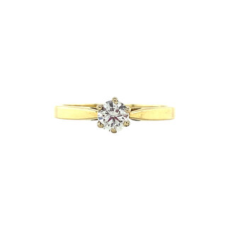 Goldener Solitärring mit Diamant 14 kt* neu