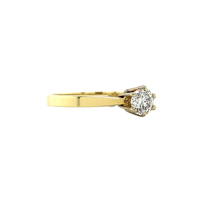 Golden solitaire ring with diamond 14 kt* new