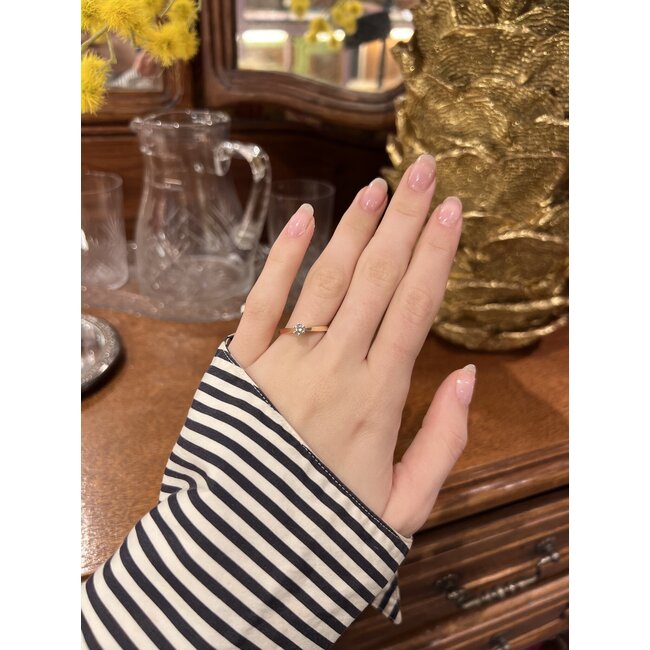 Gouden solitair ring met diamant 14 krt