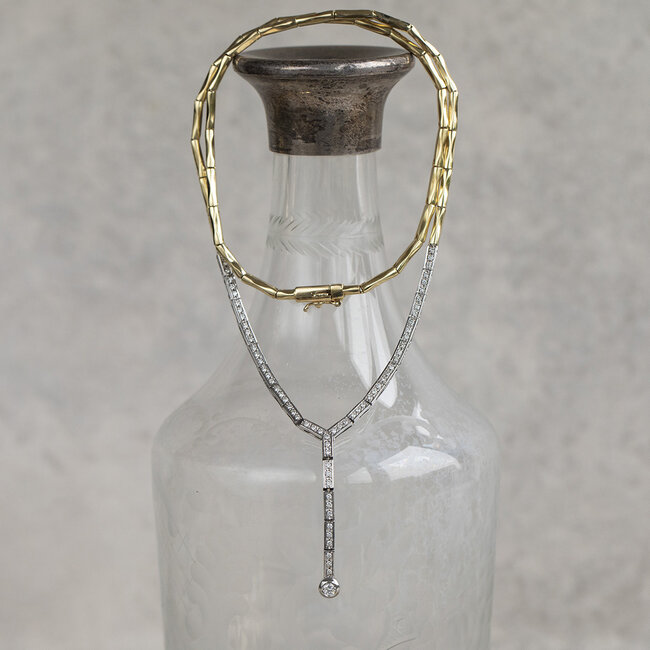 Gold choker with diamond 48.5 cm 18 kt