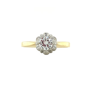 Gold solitaire ring with diamond 14 kt